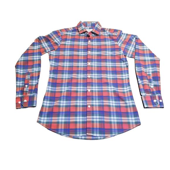 Mizzen+Main Other - Mizzen + Main Shirt Men's Medium Red Blue Green Plaid Tall Trim Fit Made In USA